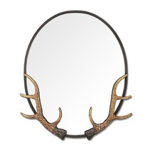 SPI Home Bronze Finish Cast Iron Antler Oval Mirror 26 X 21.5 - £153.51 GBP