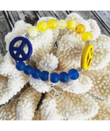 Support Ukraine Peace Bracelet Blue Jasper Yellow Citrine Handmade Gemstone - £18.16 GBP