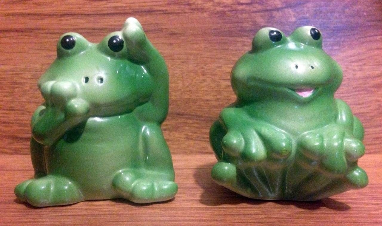 Primary image for Vintage Playful Baby Frog Salt & Pepper Shakers - 1980's