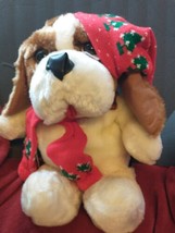 Vtg Commonwealth Toys Pomeroys Dept Store Large 14” plush  Dog Pom Pom Christmas - £12.38 GBP
