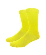 Solid Color Crew Cotton Dress Socks - Yellow - $5.69