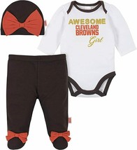 NFL Cleveland Browns Bodysuit Footed Pants Cap Set Size 3-6 Month Gerber - $29.99