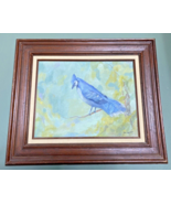 Original Art Painting Bird Blue Jay Bluejay Signed  Cottagecore Framed 2... - $5,654.22 MXN