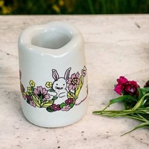 Vintage Russ Berrie Ceramic Candle Stick Holder - Flowers &amp; Chicks Easter Bunny - £8.77 GBP
