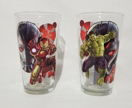 2 Marvel Avengers Age Of Ultron Iron Man &amp; Hulk Drinking Glasses Cups Tumblers - £8.41 GBP