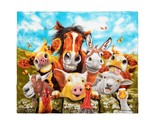 Cartoon Selfie Farm Animals Fleece Blanket For Bed, 50&quot; X 60&quot; Farm Anima... - £31.63 GBP