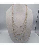Vtg Layered Station Necklace Gold Tone Black Enamel Geometric Bead 1980s - $19.99