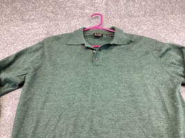 Jos A Bank Sweater Mens Large Green  100% Wool Merino Polo Pullover - £15.50 GBP