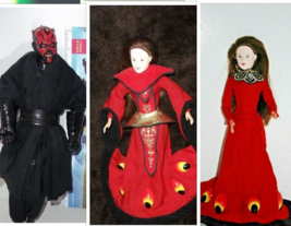 Vtg Star Wars 3 Dolls 12&quot; Barbie Collection Of Darth Maul And 2 Queen Amidala - £55.81 GBP