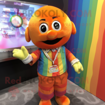 Orange Rainbow mascot costume character dressed with a Dress Shirt and Keychains - $1,279.00