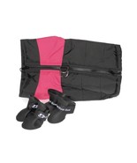 Medium Black &amp; Pink Dog Coat &amp; Ha Guai Guai Pet Shoes Boots Waterproof A... - $15.85