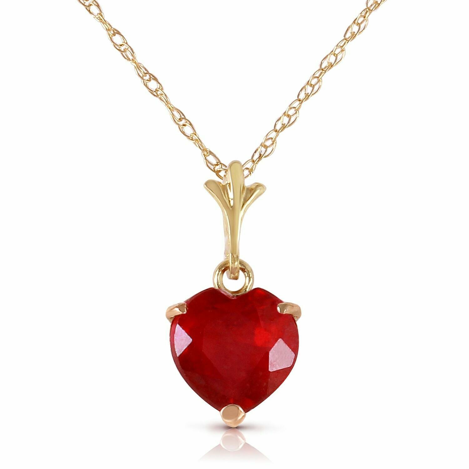 1.45 Carat 14K Solid Yellow Gold Gemstone Necklace Natural Heart Ruby 14"-24" - $227.93