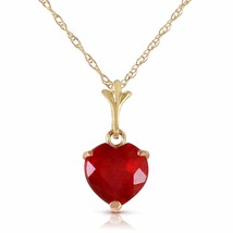 1.45 Carat 14K Solid Yellow Gold Gemstone Necklace Natural Heart Ruby 14&quot;-24&quot; - £182.16 GBP