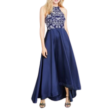 Blue Glitter Halter High Low Dress Size 7 New with Tags  - £59.21 GBP