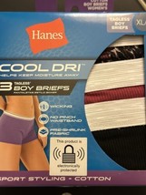 Hanes Cool Dri Tagless Womens 3 Pairs Boy Briefs Wicking Panties Size XL 8 - £10.21 GBP