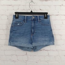 Hollister Shorts Juniors 3 Blue Curvy High Rise Soft Stretch Cuffed Casual - £14.93 GBP