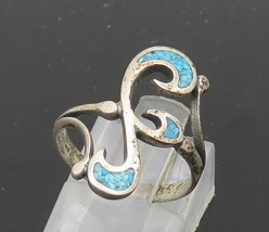 ZUNI NAVAJO 925 Silver - Vintage Turquoise Swirl Band Ring Sz 6 - RG20667 - £42.93 GBP