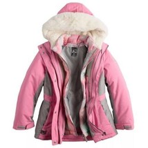 Girls Jacket 3 in 1 Hooded Pink Gray All Season Water Resist Zeroxposur-sz 14/16 - £59.71 GBP