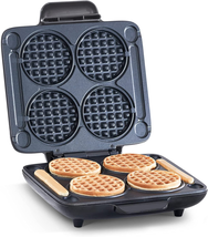 Multi Mini Waffle Maker - Four 4” Waffle Molds, Nonstick Waffle Iron with Quick  - £46.08 GBP