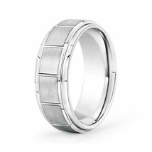 ANGARA Column Grooves Brick Brushed Finish Wedding Band for Men in 14K Gold - £659.52 GBP