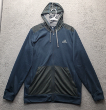 adidas Hoodie Mens Large Multi Fleece Lined Kangaroo Pocket Drawstring Full Zip - $23.09