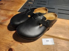 Birkenstock Boston Leather Soft Foot Bed Clogs Black US Size L11 M9 EU 42 - £96.12 GBP