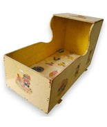 Vintage Handmade Rocking Doll Cradle, Mother Goose Decals, 1970s Fabric ... - €29,53 EUR
