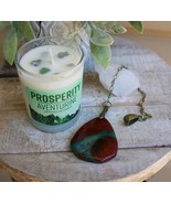 Prosperity Candle and Green/Brown Agate Stone Meditation Set #6 - $1,120.02 MXN
