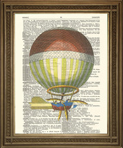 Steampunk Hot Air Balloon: Vintage Flying Machine Dictionary Art Print (8 X 10&quot;) - £6.53 GBP