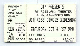 Jim Rosa Circo Lato Mostra Concerto Ticket Stub Ottobre 4 1997 Portland Oregon - $39.58