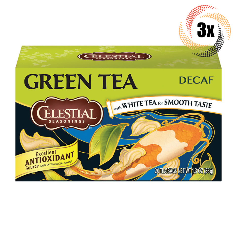 3x Boxes Celestial Seasonings Decaf Green Tea Antioxidant | 20 Bags Each | 1.3oz - £16.98 GBP