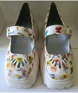 Katy Perry Geli Combat Mary Jane Shoes White Multi Butterfly Floral Size... - £22.34 GBP