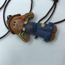 Vintage Halloween Fall Scarecrow Necklace Hand painted Corded harvest kitsch - £11.62 GBP