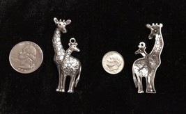 Decorative Giraffe’s antique silver Charm Pendant or Necklace Charm - $15.15