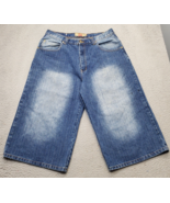 8A.M Jeans Y2K Baggy Shorts Men 36 Blue Faded Low Waist Wide Leg 5-Pocke... - €22,88 EUR