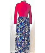 VTG Pink Maxi Dress Floral Print Hippie Colorful Boho Womens - £36.40 GBP