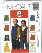 McCalls Sewing Pattern 2406 Vests Boys Girls Size 14-16 - $8.96