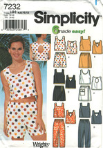 2002 Misses' Tops, Skort & Shorts Simplicity Pattern 7232 Sizes 6 To 12 Uncut - $12.00