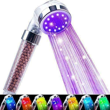 Shower Water Temperature Controlled Color Changing LED lights Handheld Shower  - £16.21 GBP