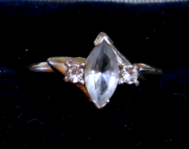 Avon Cocktail Ring Silver Tone w/ Ice Blue Marquise &amp; Rhinestone size 5 ... - $19.75