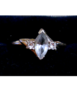 Avon Cocktail Ring Silver Tone w/ Ice Blue Marquise &amp; Rhinestone size 5 ... - $375.38 MXN