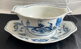 BLUE DANUBE Round Gravy Boat with Attached Underplate Made in Japan - £32.04 GBP