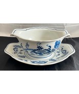 BLUE DANUBE Round Gravy Boat with Attached Underplate Made in Japan - $39.99