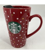 Starbucks 2018 Cup Red Gold Polka Dot Tumbler Ceramic Travel Mug Handle ... - £19.71 GBP