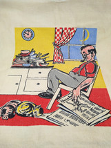 Darling Vintage Napping Grandpa &amp; Sink Full of Dishes Canvas Kitchen Dish Towel - £11.19 GBP