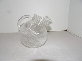 Vintage Anchor Hocking Ribbed Clear Glass Til Ball Pitcher - £6.25 GBP