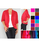 NEW Knit Open Carigan Sweater Roll Up Button Cuff 3/4 Sleeve XL 2X 3X Cu... - $267.04 MXN