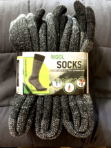 3- Pair Wool Thermal Socks Charcoal Grey Men&amp; Women&#39;s New - £16.97 GBP