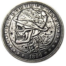 HB(12)US Hobo 1896 Morgan Dollar skull zombie skeleton Silver Plated Copy Coins - £7.98 GBP