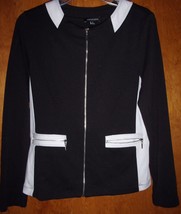 Notations Black &amp; Light Gray Zip Up Suit Jacket Womans Size S - £7.07 GBP